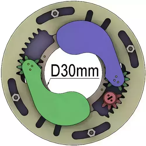 LS2BLROD30A Tai Chi Mechanism laser cut  mechanical shutter iris 3D print model