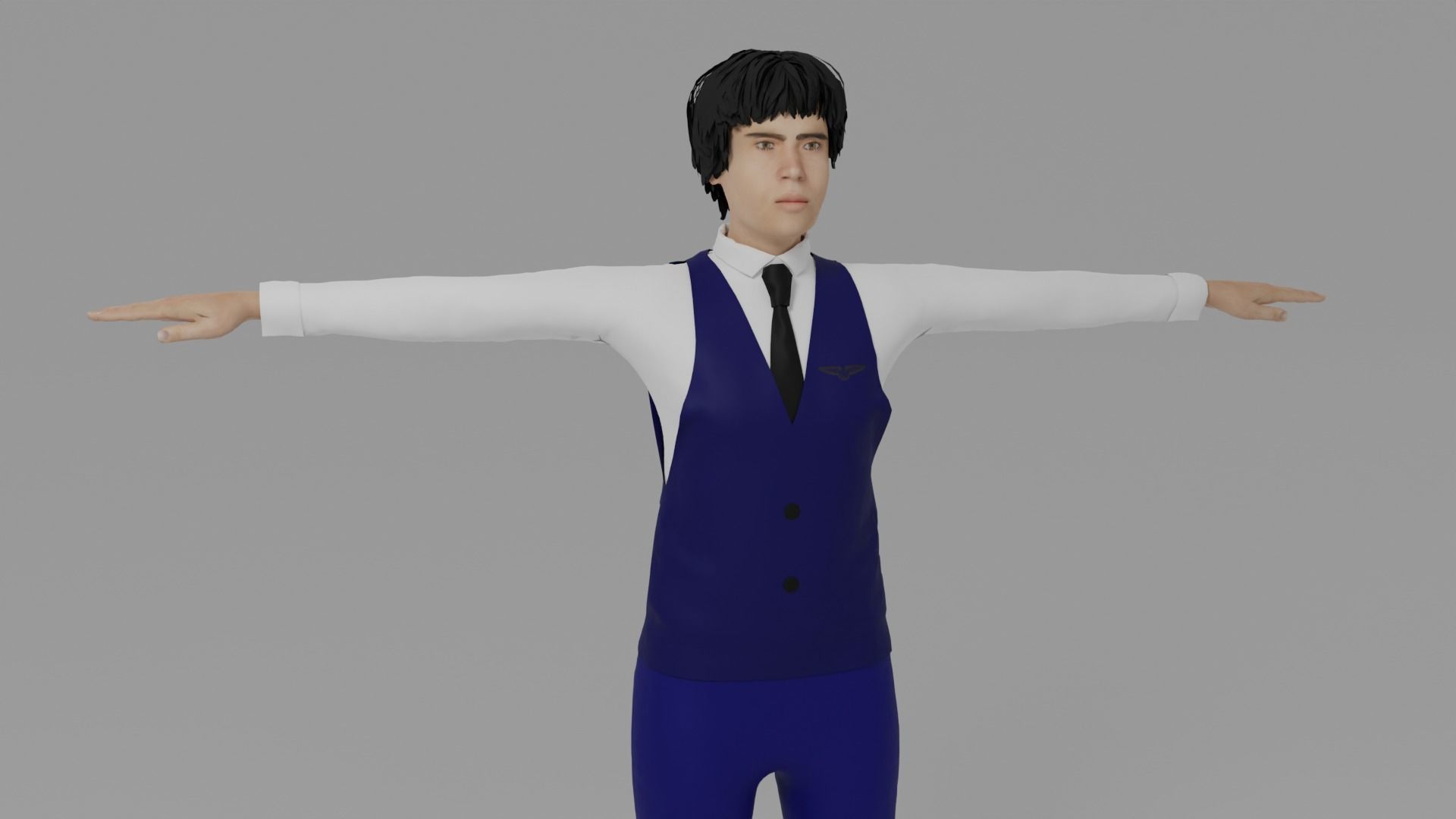  Air Steward Man - Hostess 3D model_3