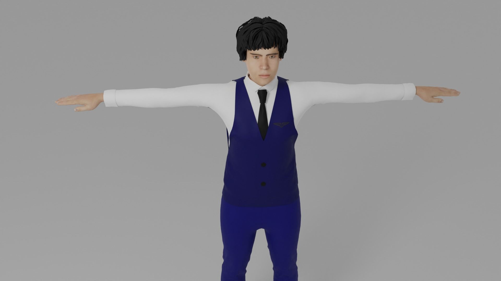  Air Steward Man - Hostess 3D model_6