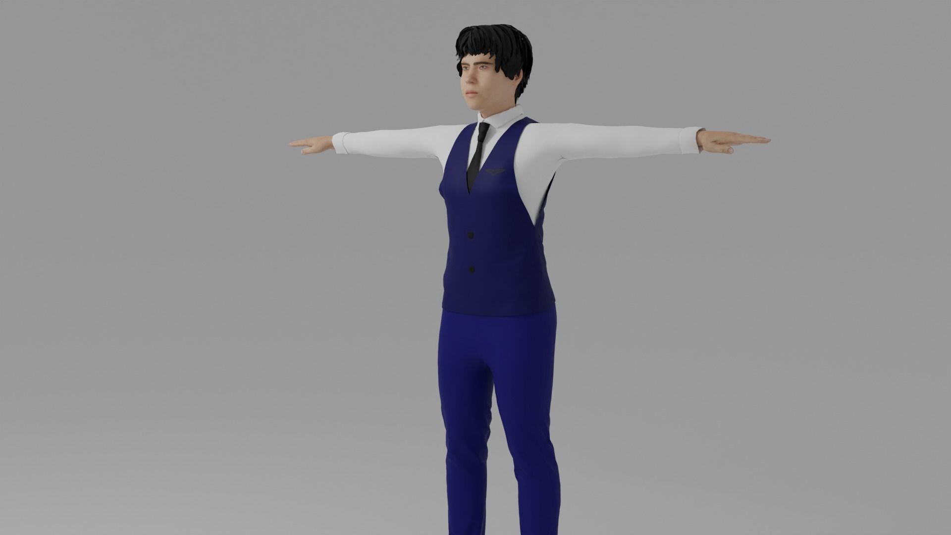  Air Steward Man - Hostess 3D model_2