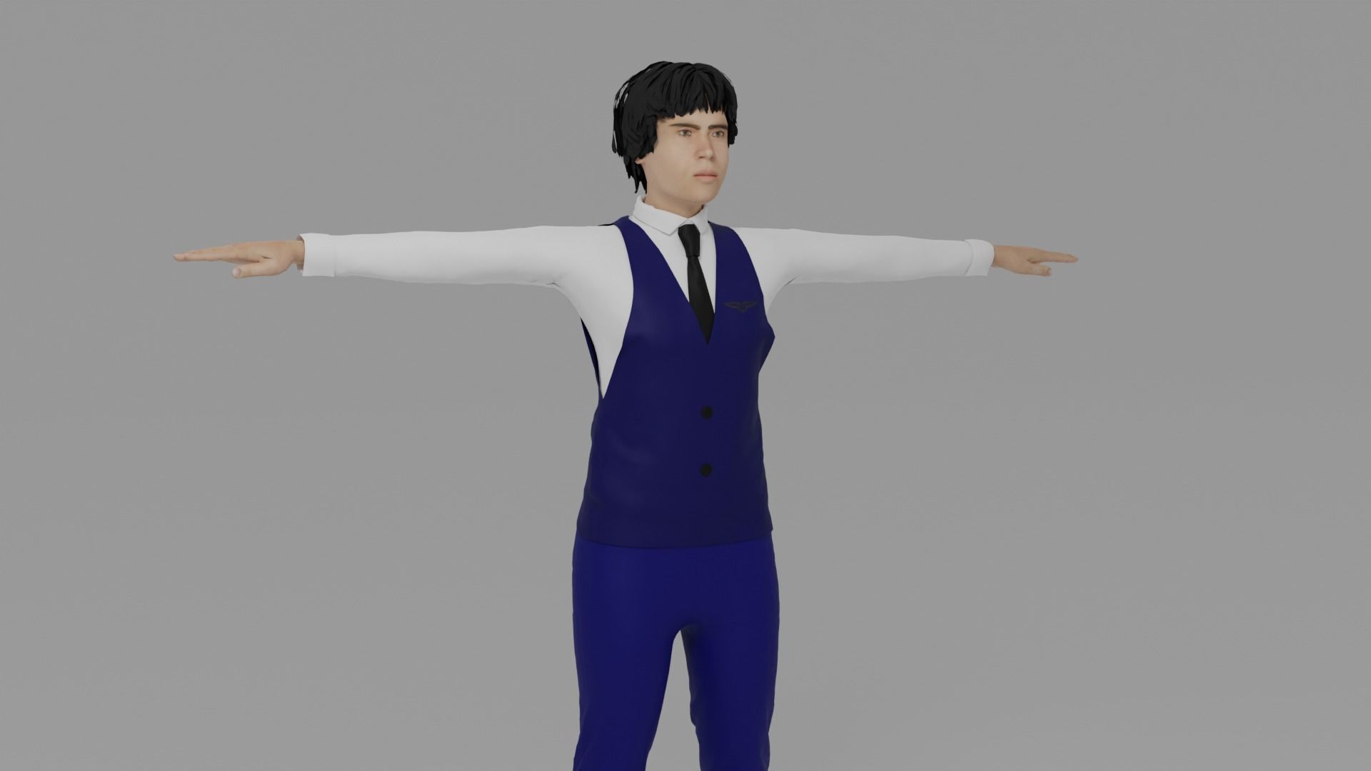  Air Steward Man - Hostess 3D model_1