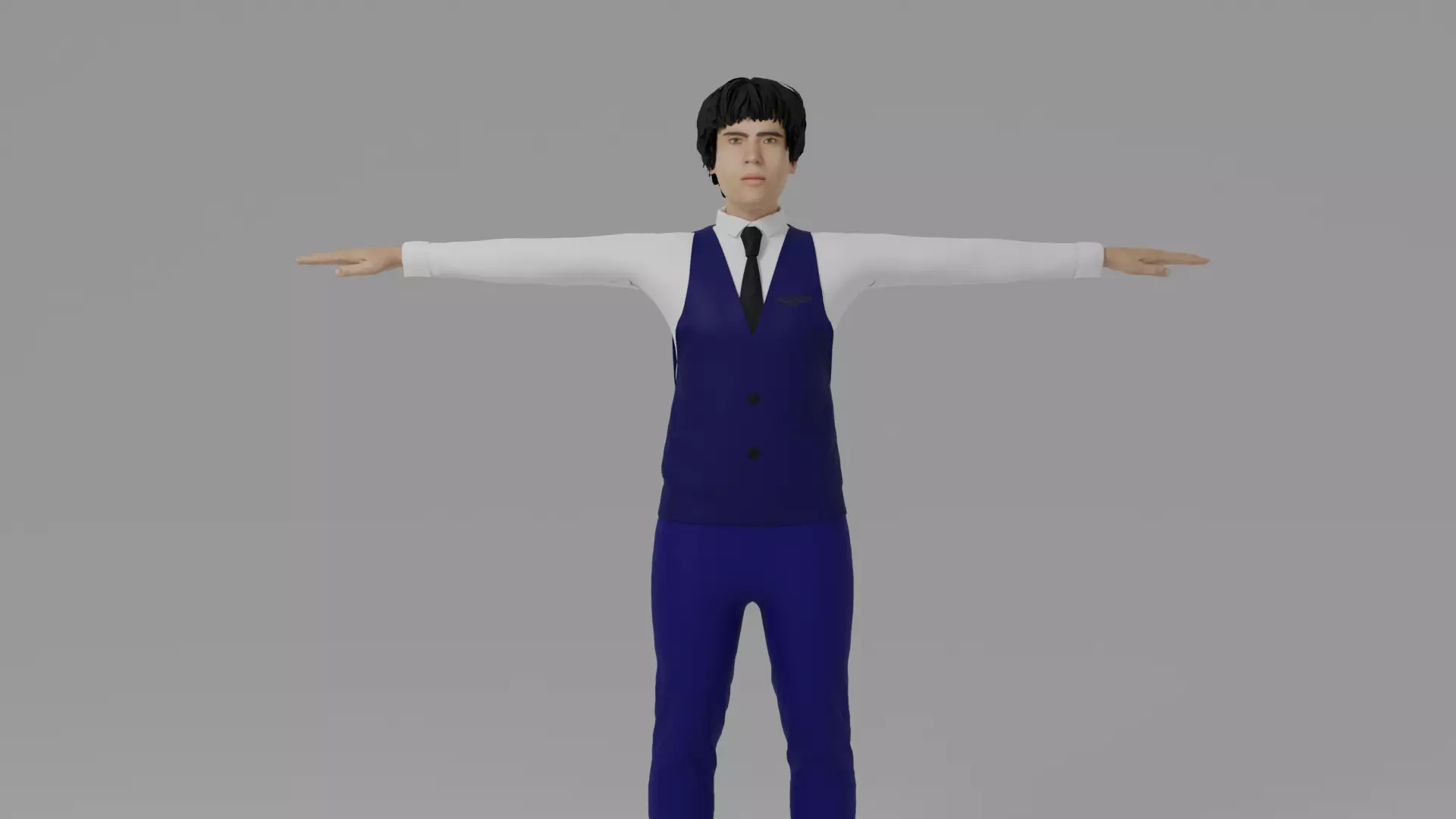  Air Steward Man - Hostess 3D model_0