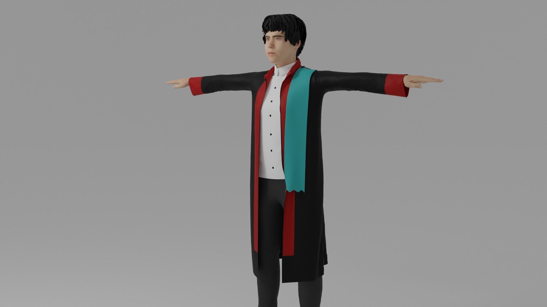 Graduation Character Man Low-poly 3D model_2
