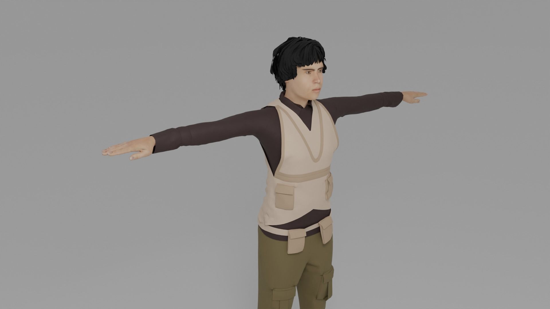 WWI Fighter Aircraft Pilot Low-poly 3D model_5