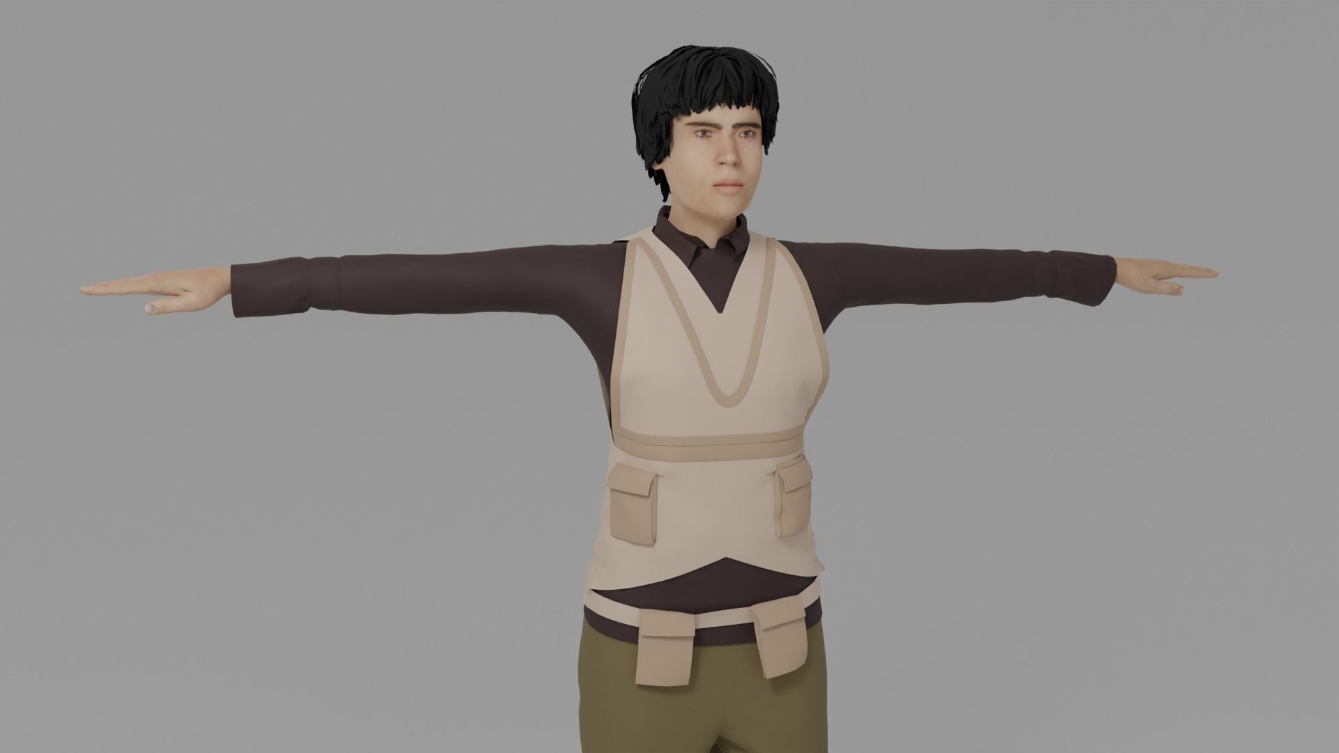 WWI Fighter Aircraft Pilot Low-poly 3D model_3