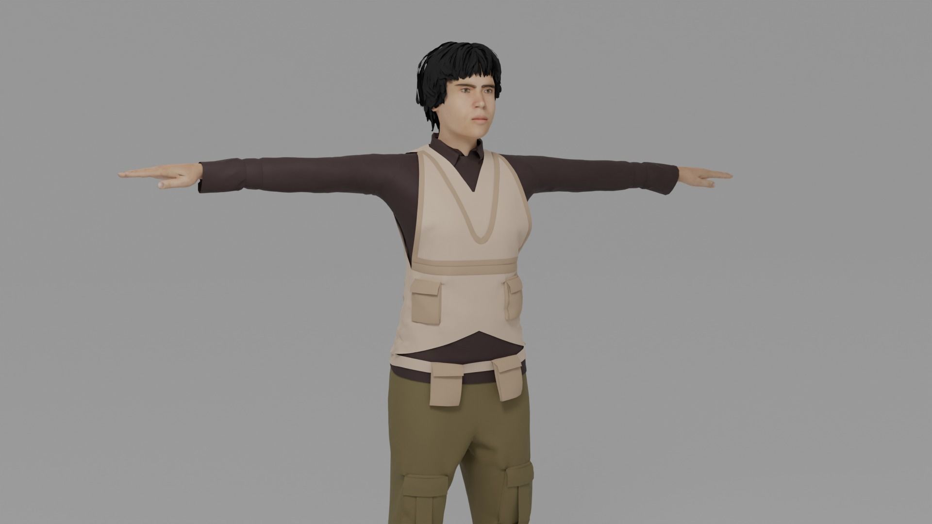 WWI Fighter Aircraft Pilot Low-poly 3D model_1
