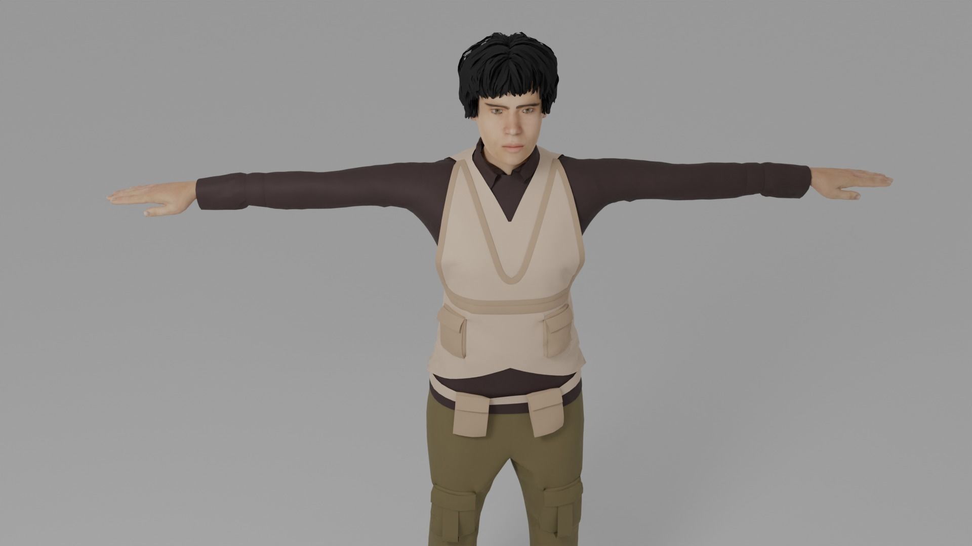 WWI Fighter Aircraft Pilot Low-poly 3D model_6