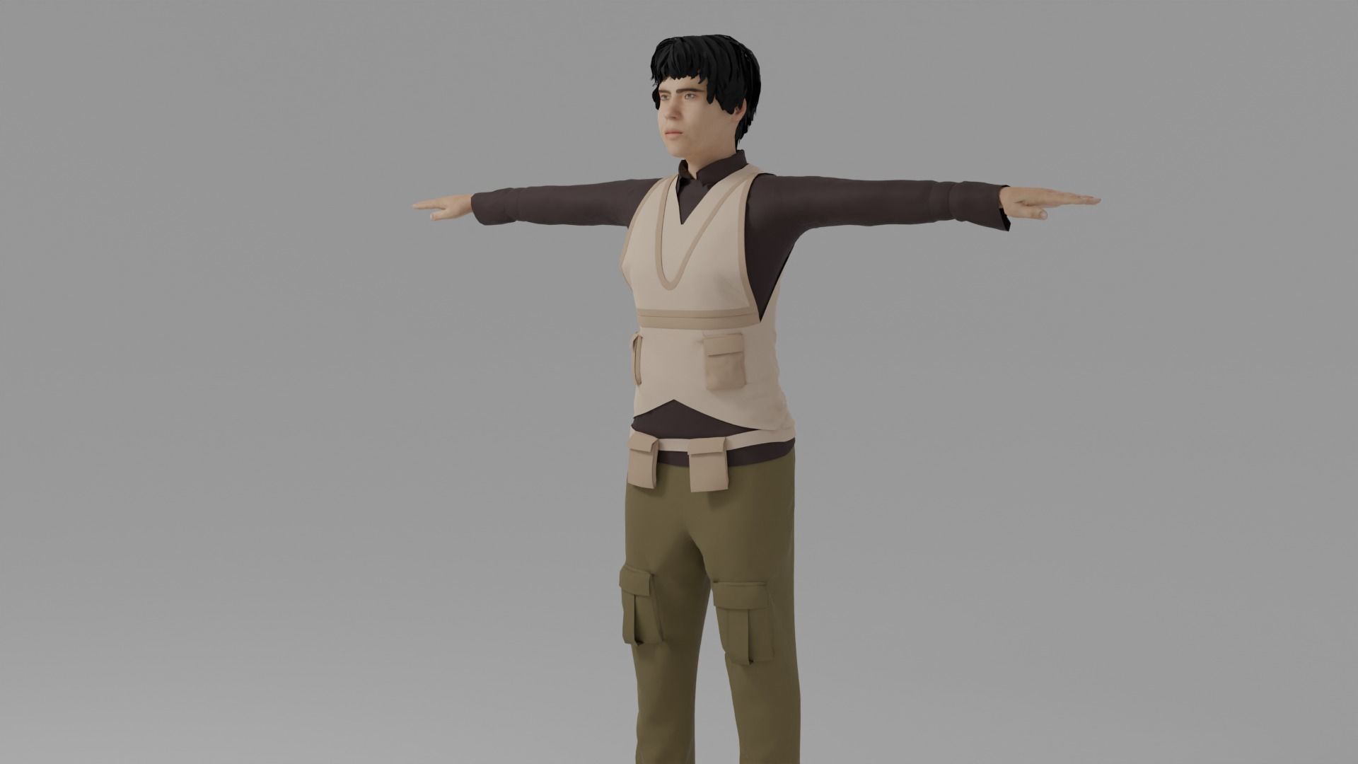 WWI Fighter Aircraft Pilot Low-poly 3D model_2