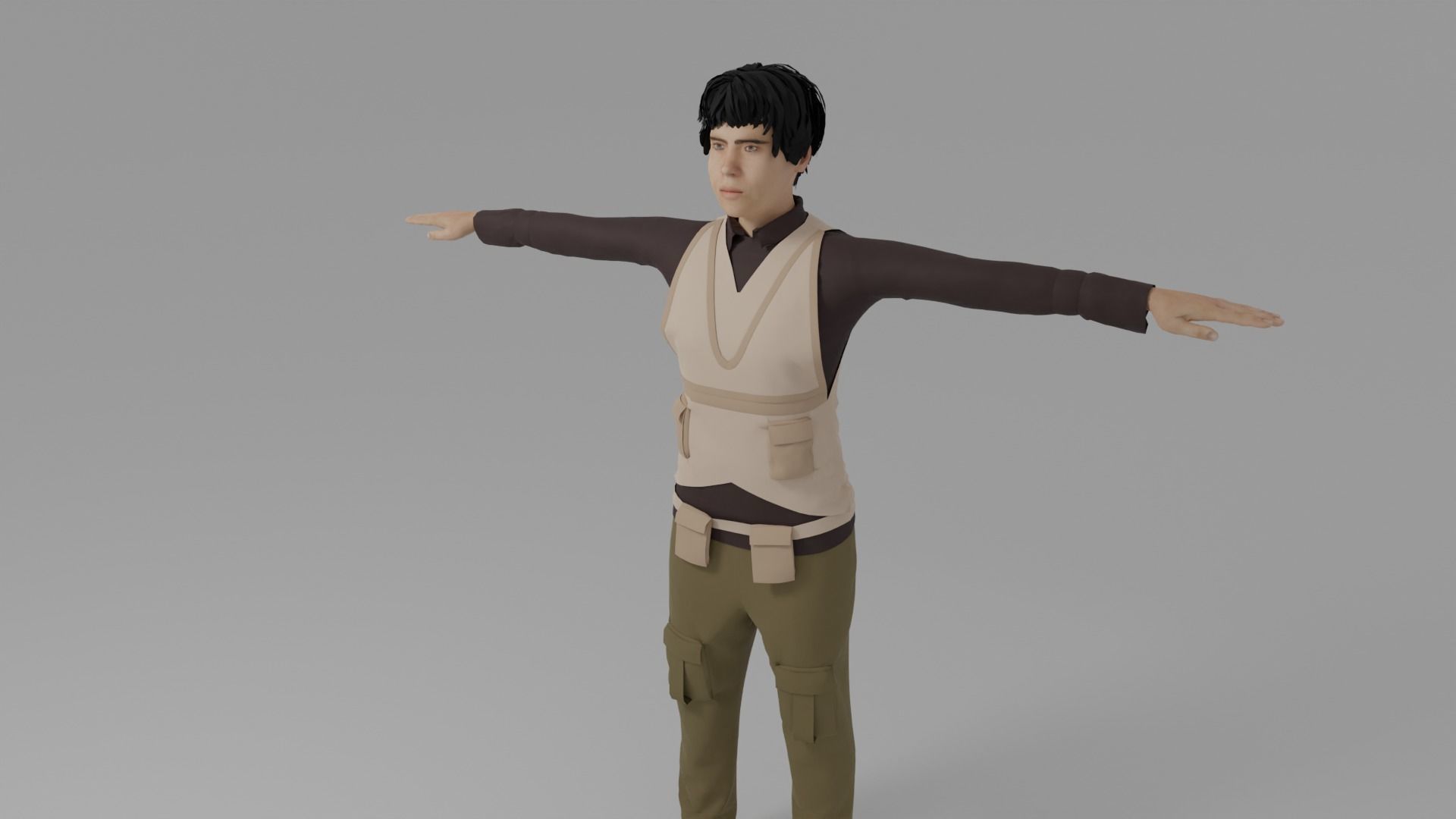 WWI Fighter Aircraft Pilot Low-poly 3D model_4