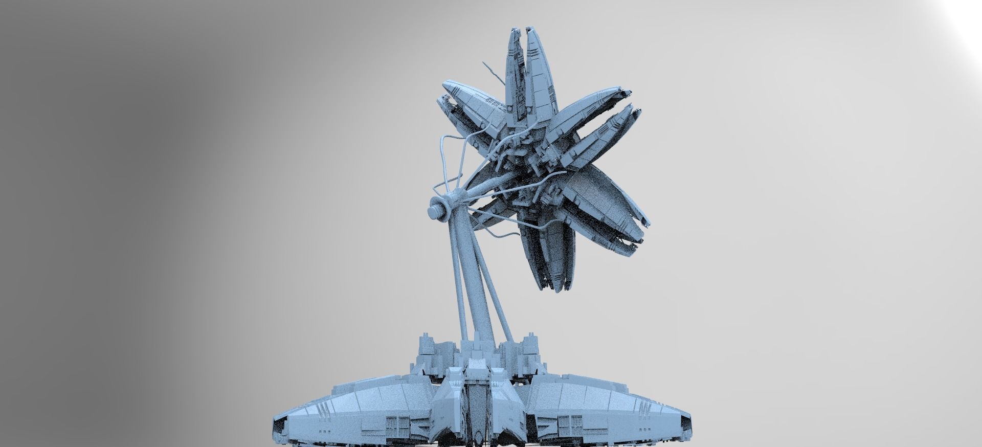 Alien Satellite Dish Base Flower  3D model_1