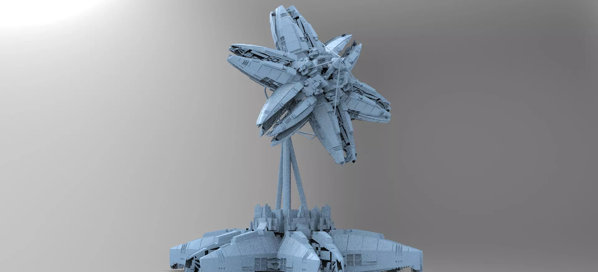 Alien Satellite Dish Base Flower  3D model_0