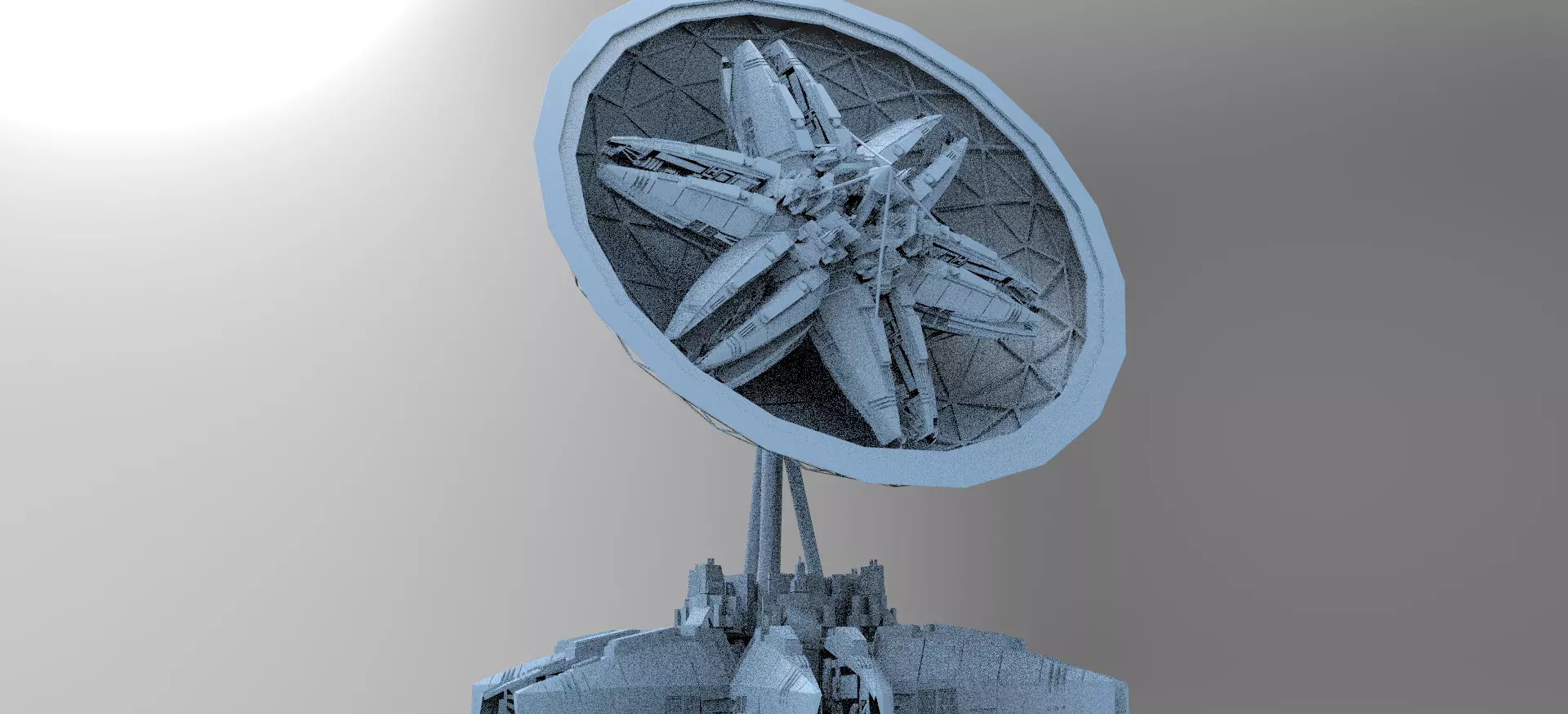 Alien Satellite Dish Base Planet array 3D model_0