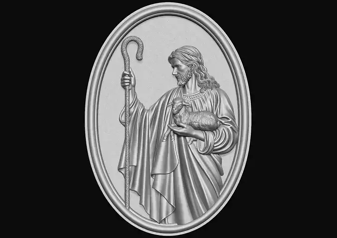 Jesus Christ holding a lamb 3D print model