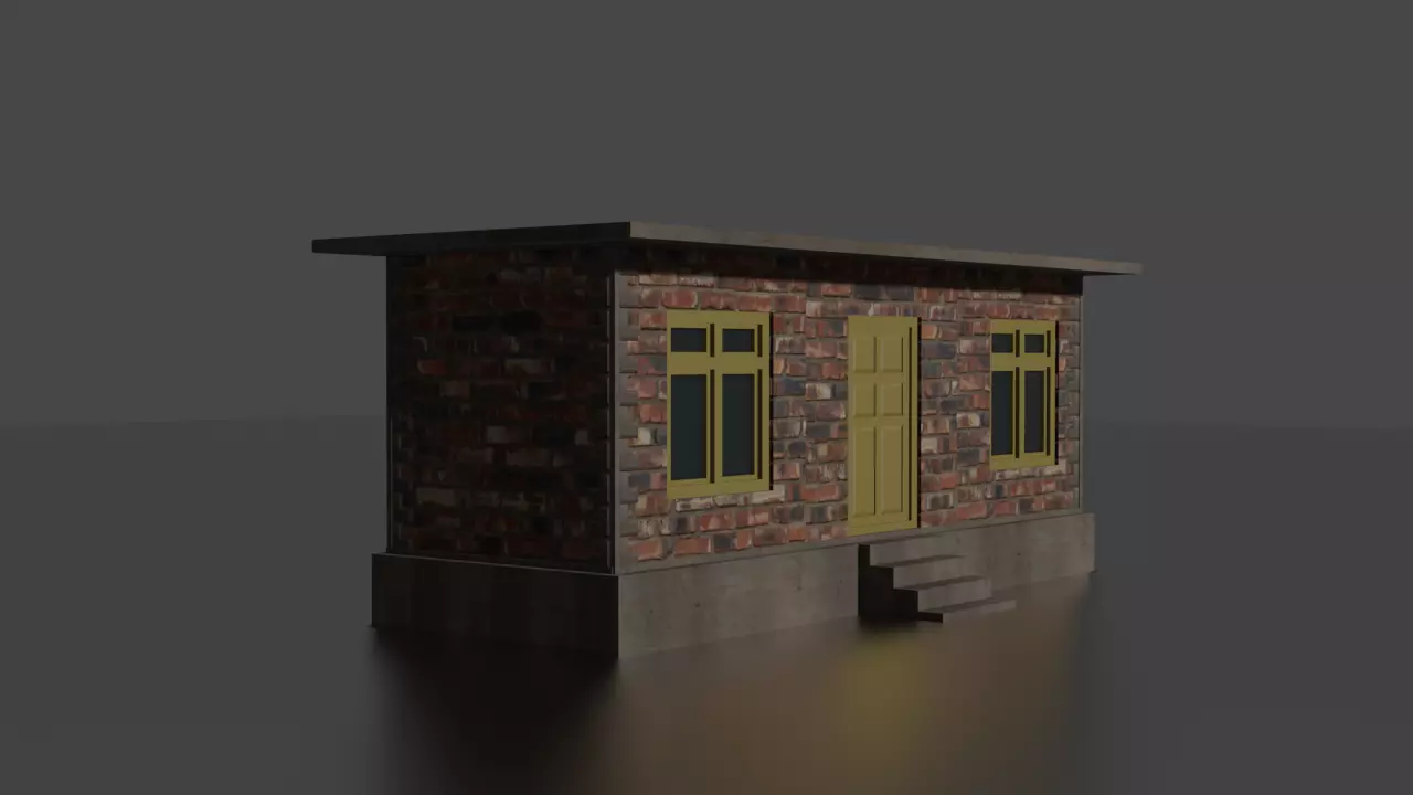 City house low-poly  Low-poly 3D model_0