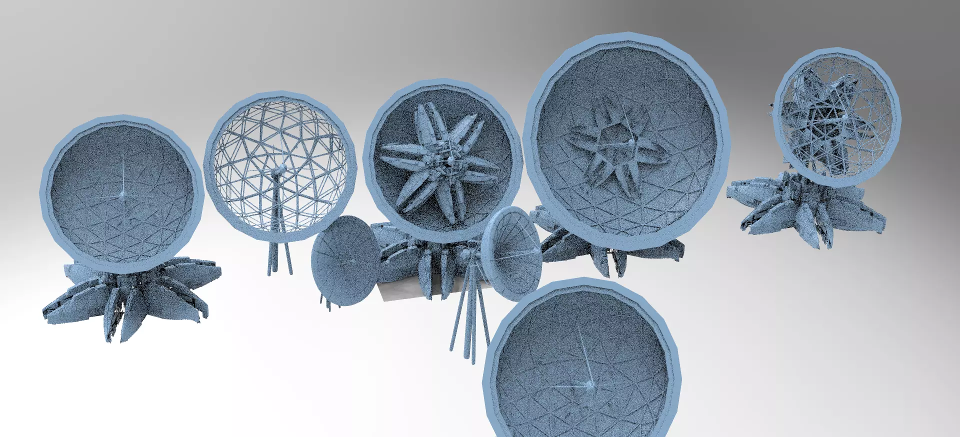 Alien Satellite Dish Base 9 models  3D model_0