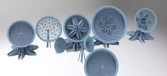 Alien Satellite Dish Base 9 models  3D model