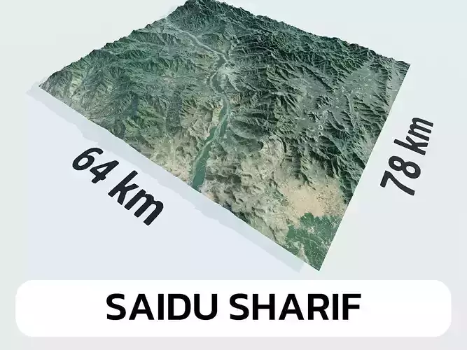 Saidu Sharif Pakistan City Landscape 3D Model