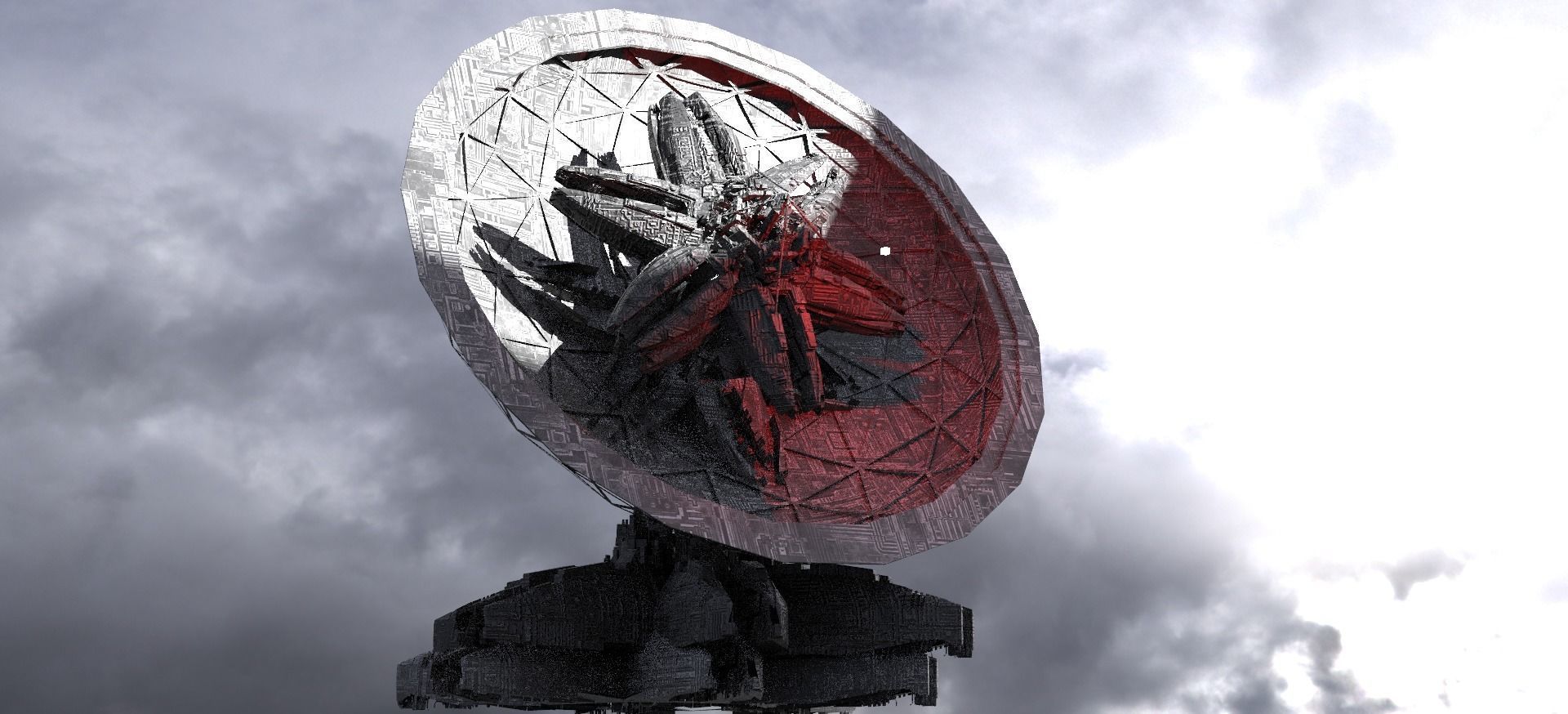 Alien Flower Array Satellite base 2  3D model_1