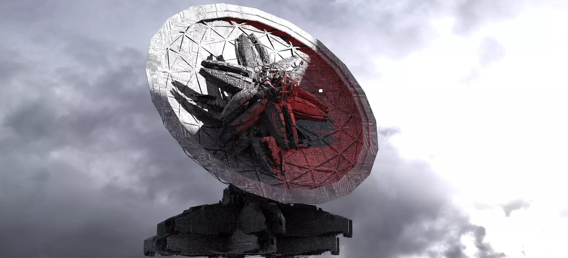 Alien Flower Array Satellite base 2  3D model_0