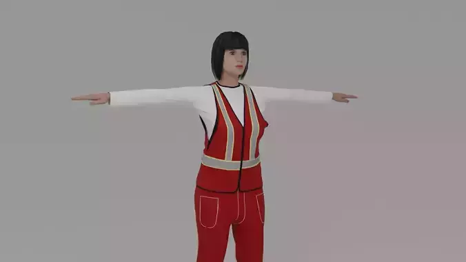 Worker Woman Low-poly 3D model