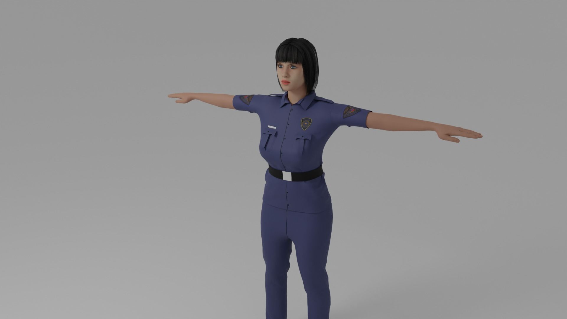 Police Woman Low-poly 3D model_4