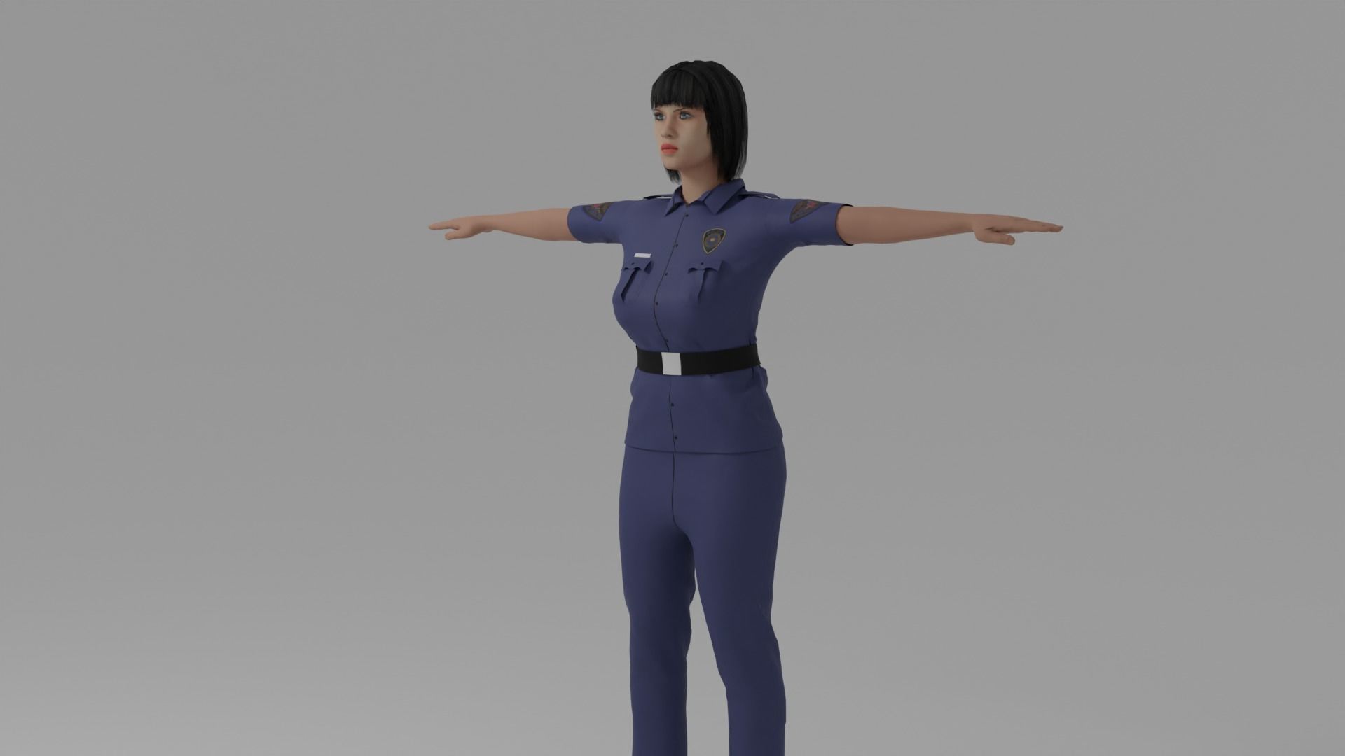 Police Woman Low-poly 3D model_2