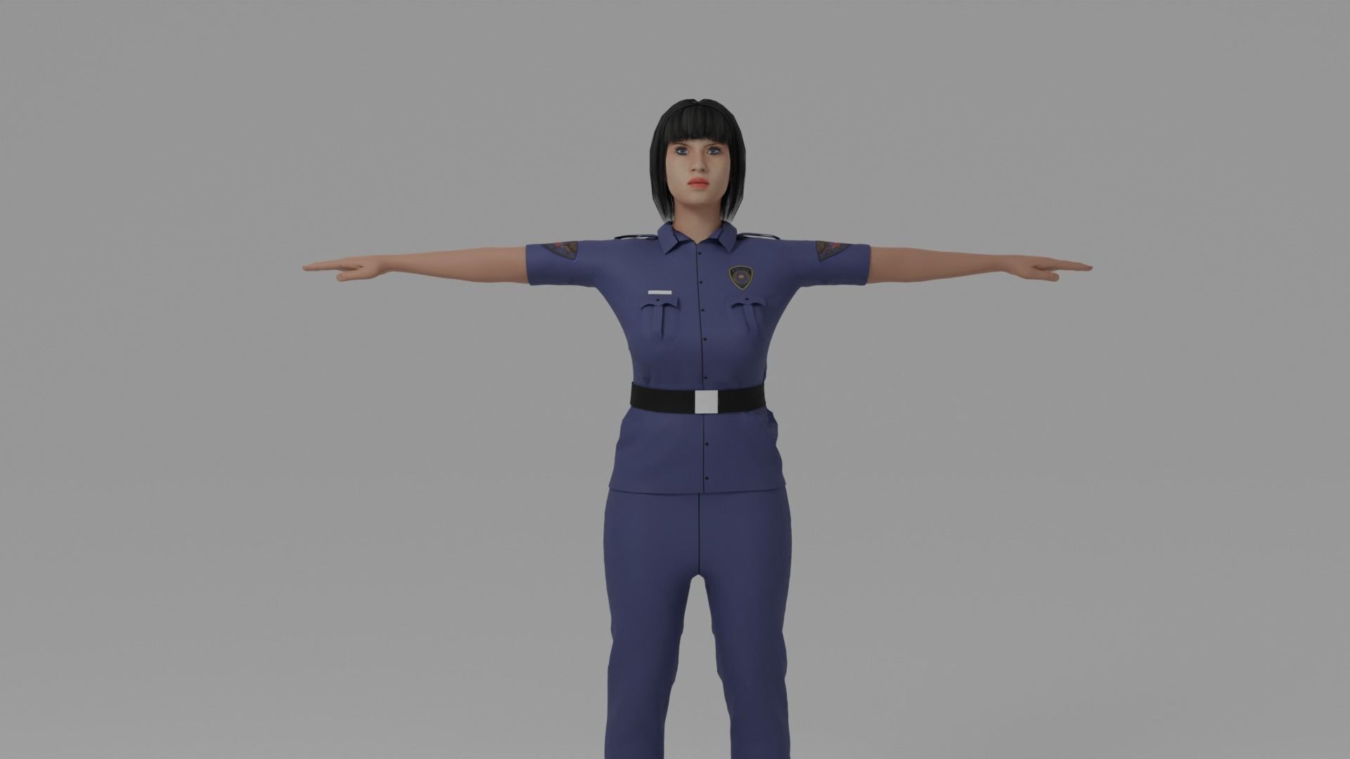 Police Woman Low-poly 3D model_1