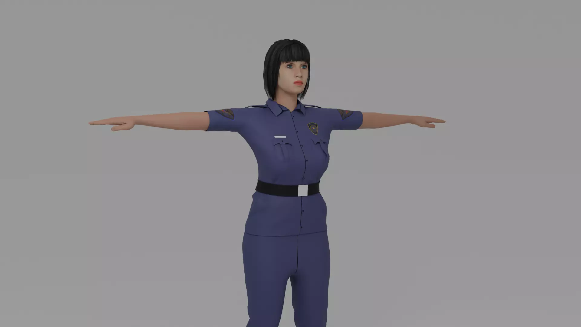 Police Woman Low-poly 3D model_0