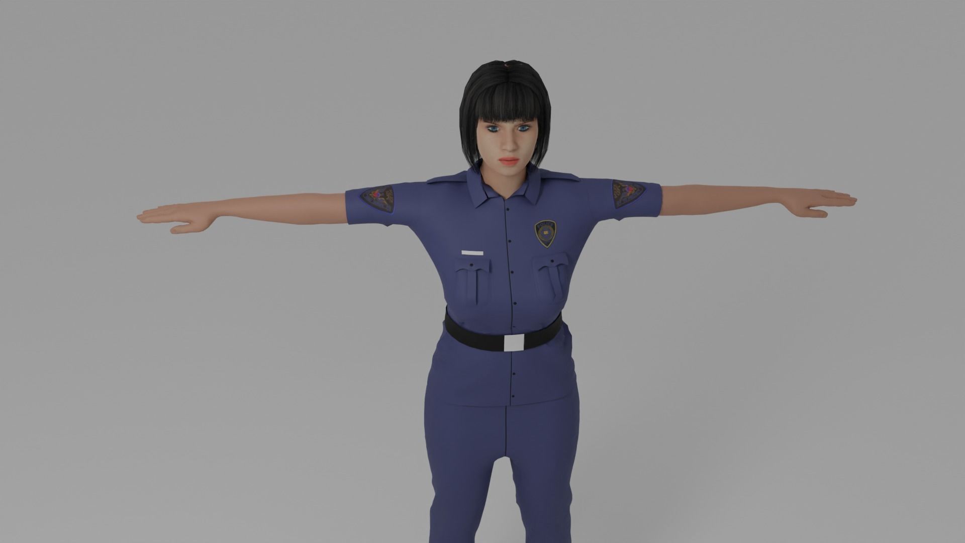 Police Woman Low-poly 3D model_6