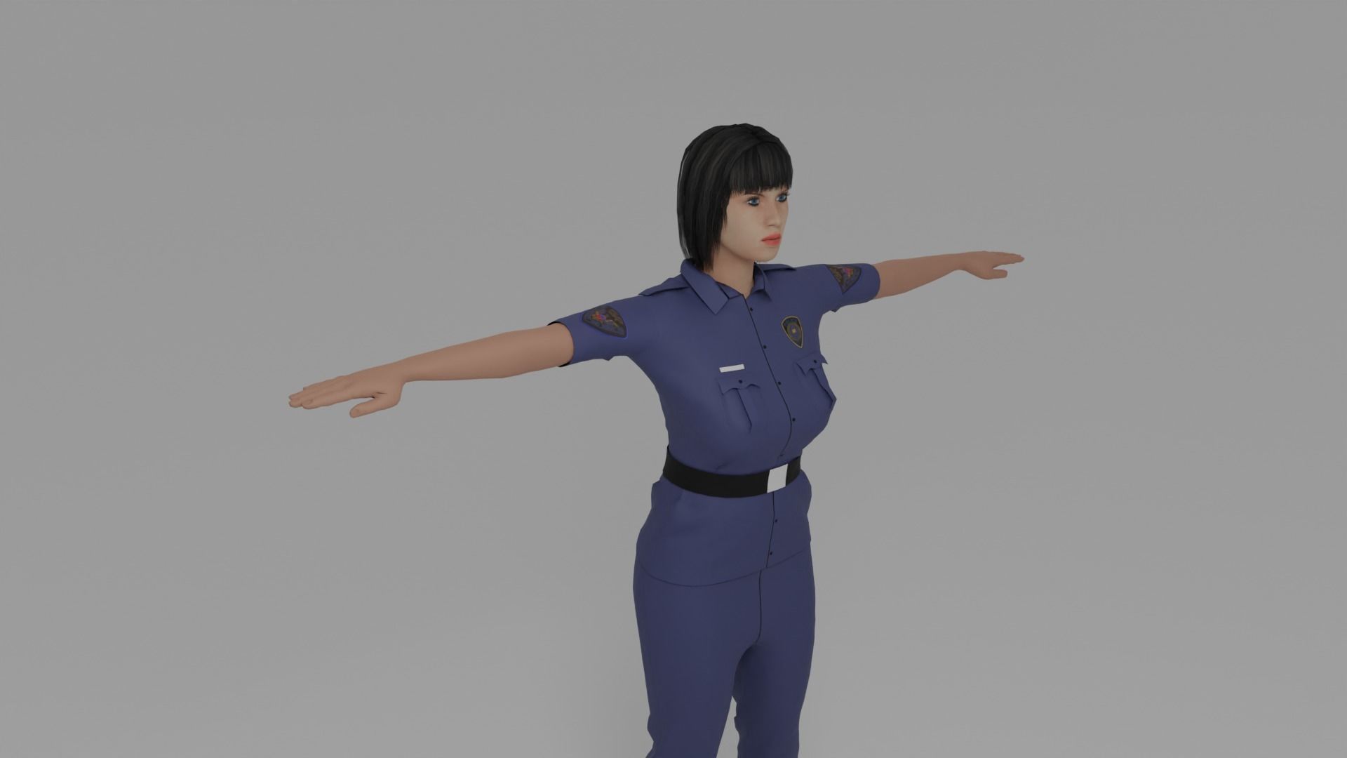 Police Woman Low-poly 3D model_5