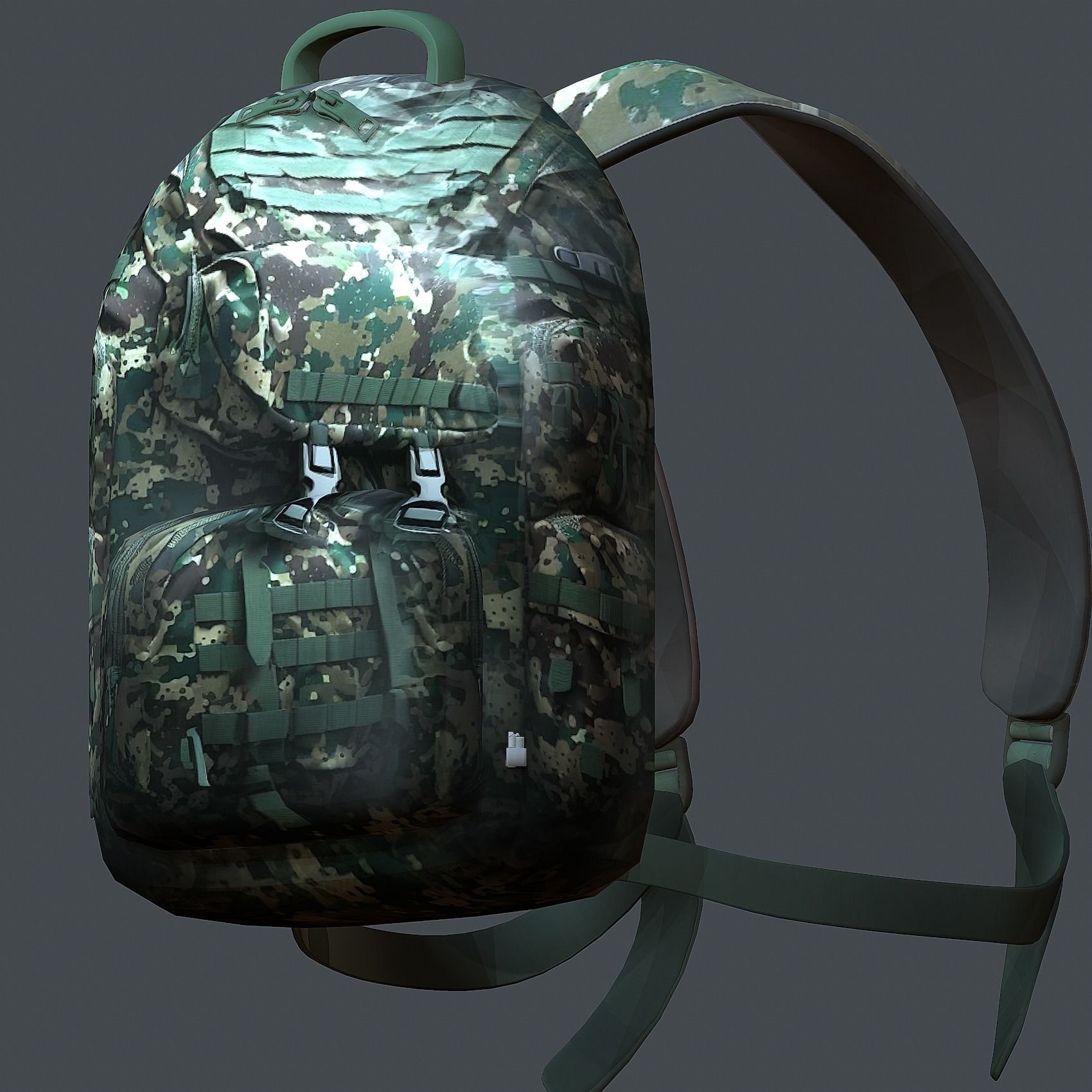 Backpack military combat Black baggage Low-poly Low-poly 3D model_3