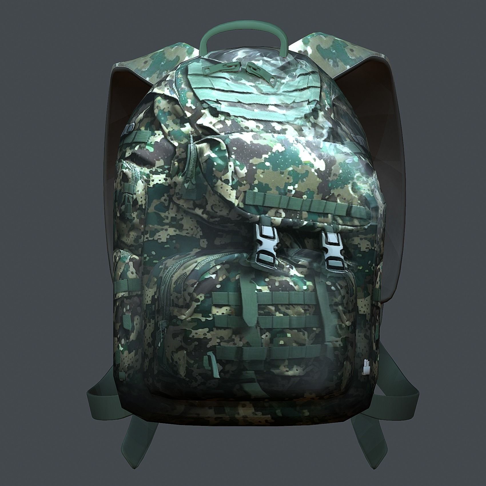 Backpack military combat Black baggage Low-poly Low-poly 3D model_2