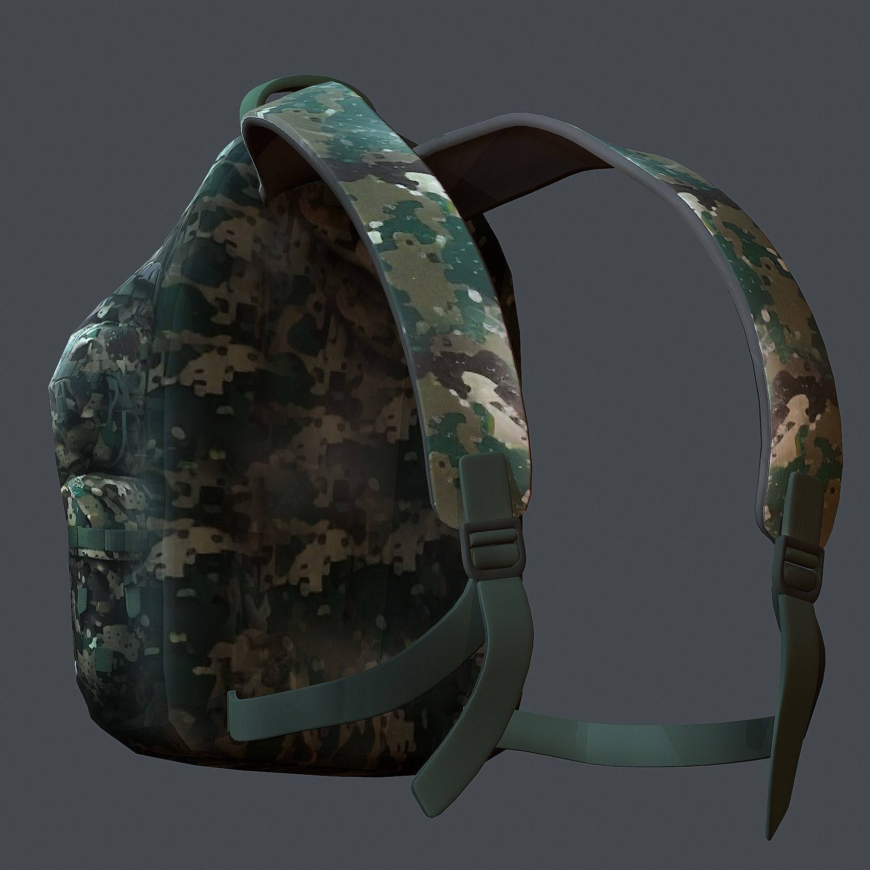Backpack military combat Black baggage Low-poly Low-poly 3D model_6