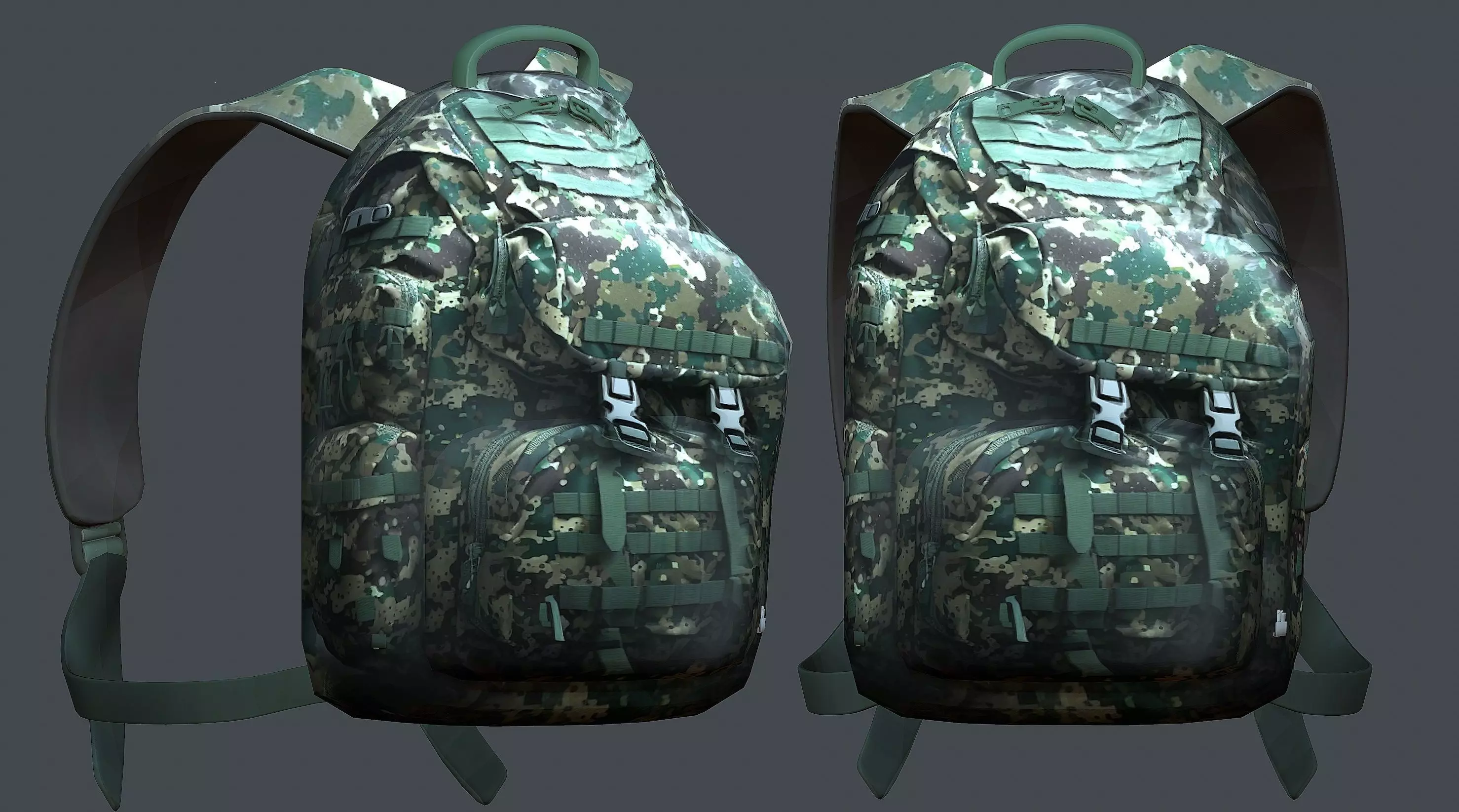 Backpack military combat Black baggage Low-poly Low-poly 3D model_0