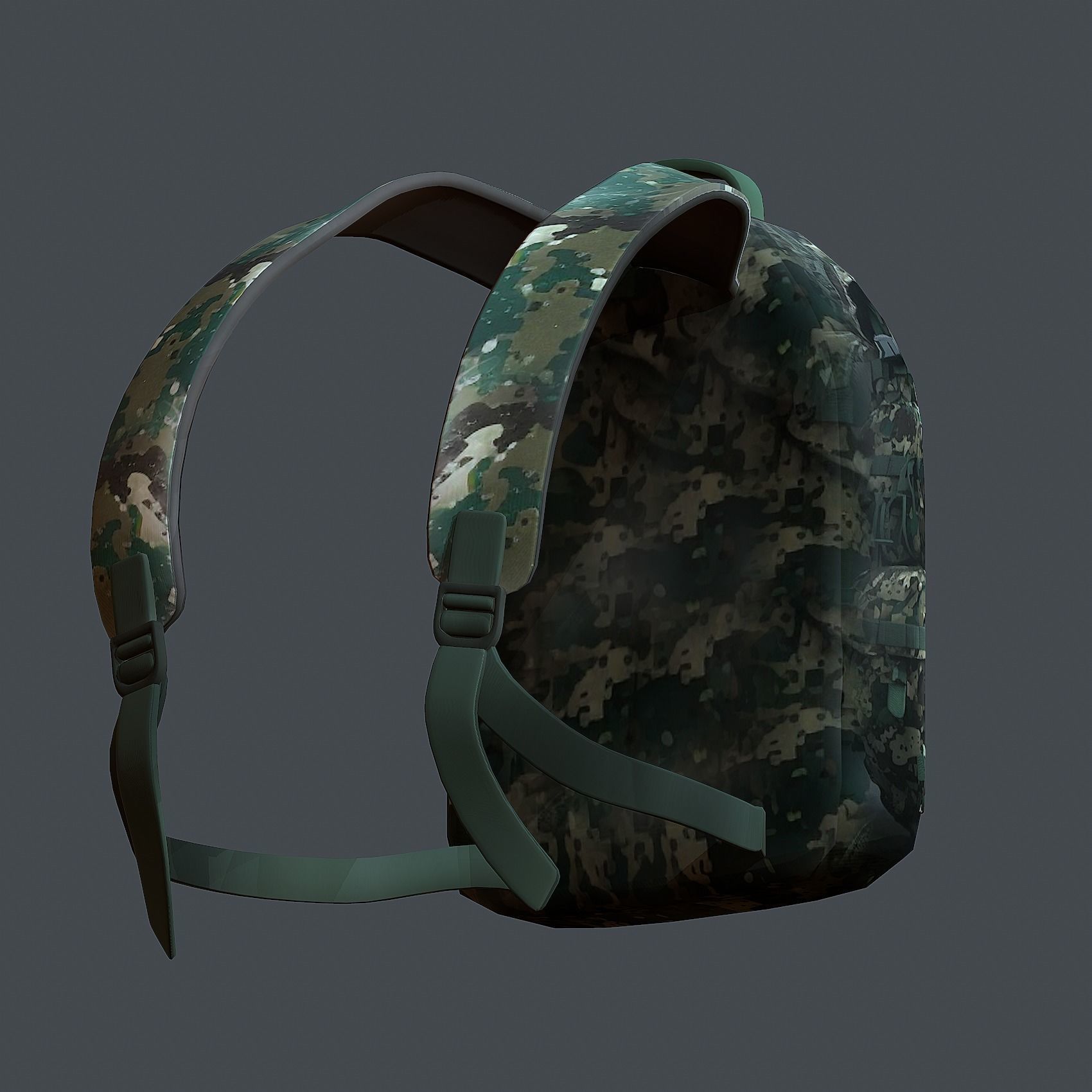 Backpack military combat Black baggage Low-poly Low-poly 3D model_5