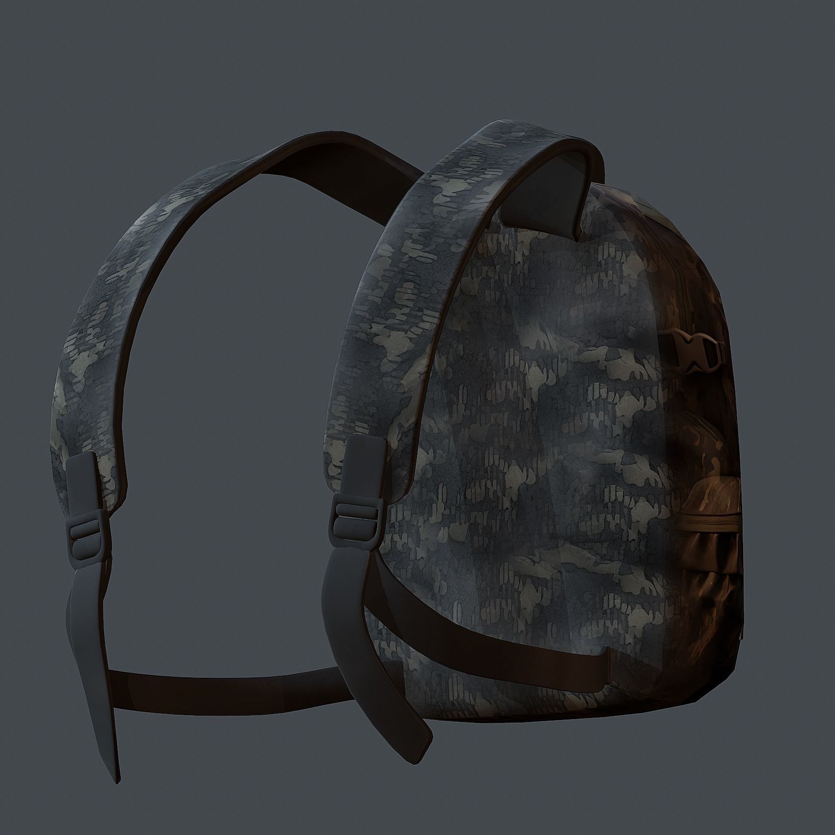 Backpack military combat Black baggage Low-poly  Low-poly 3D model_5