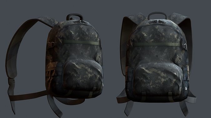 Backpack military combat Black baggage Low-poly  Low-poly 3D model
