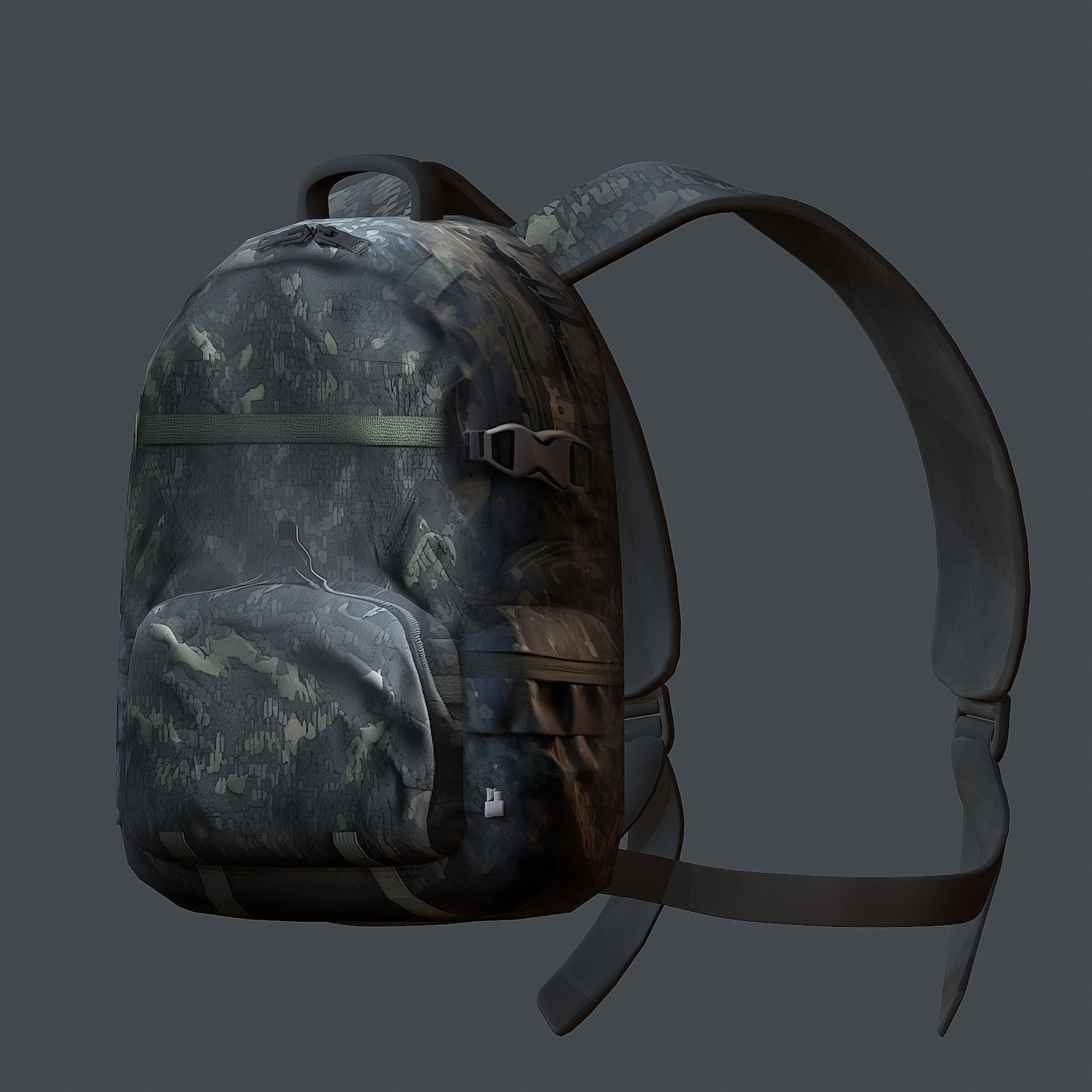 Backpack military combat Black baggage Low-poly  Low-poly 3D model_3
