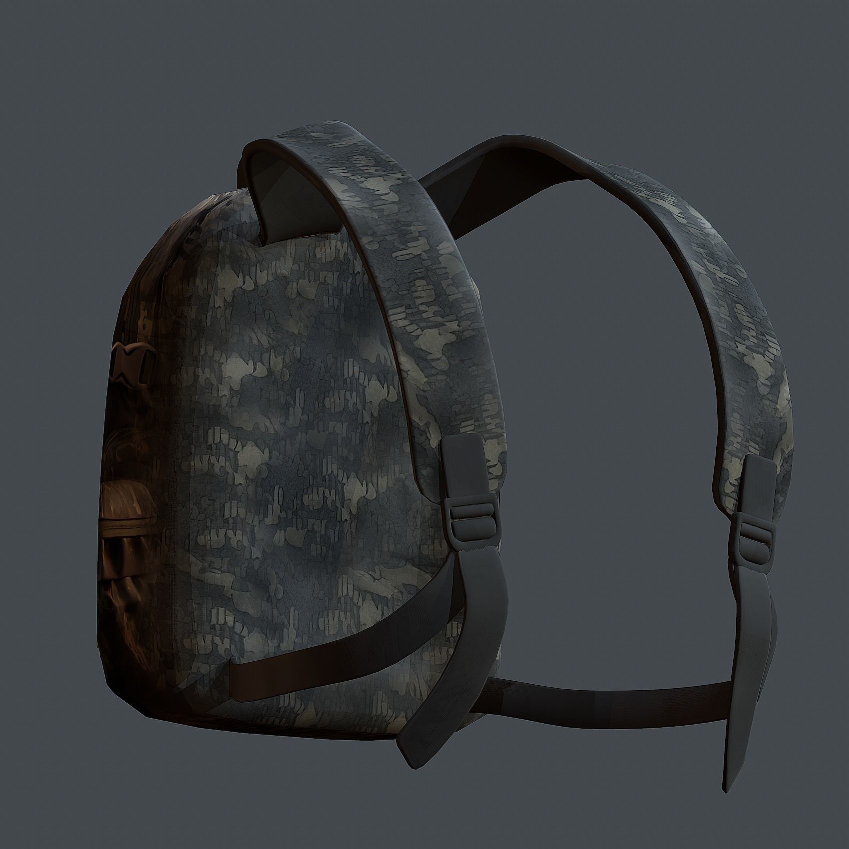 Backpack military combat Black baggage Low-poly  Low-poly 3D model_6