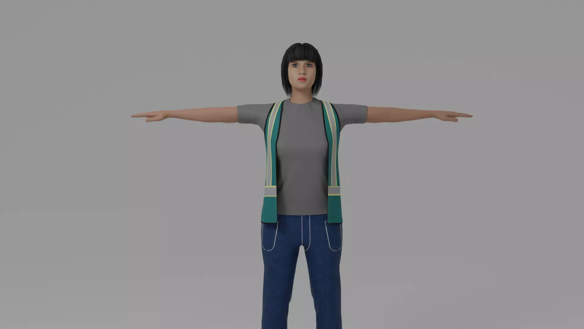 Worker Woman Low-poly 3D model_0
