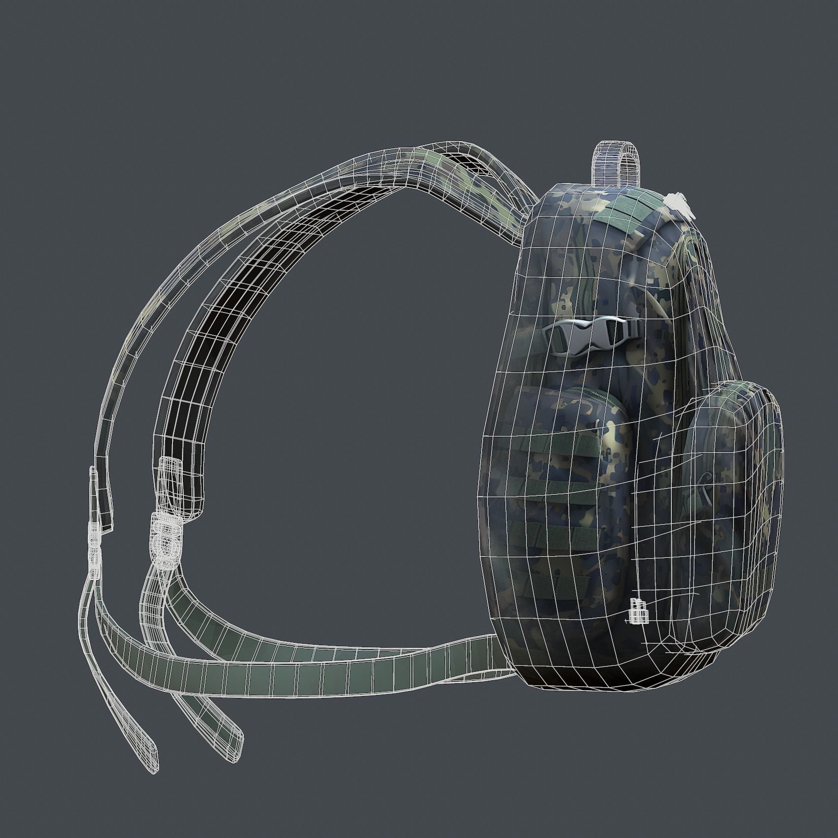 Backpack military combat Black baggage Low-poly Low-poly 3D model_8