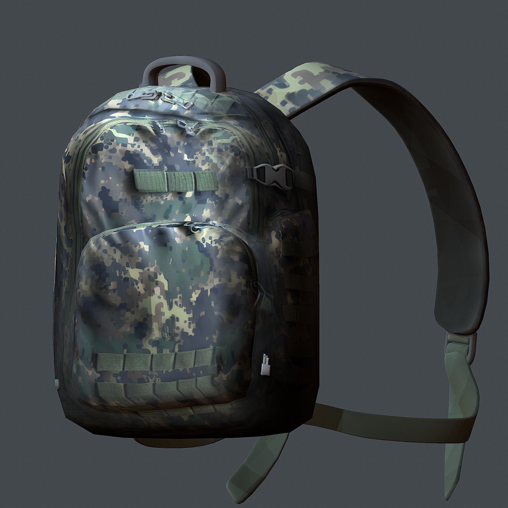 Backpack military combat Black baggage Low-poly Low-poly 3D model_3