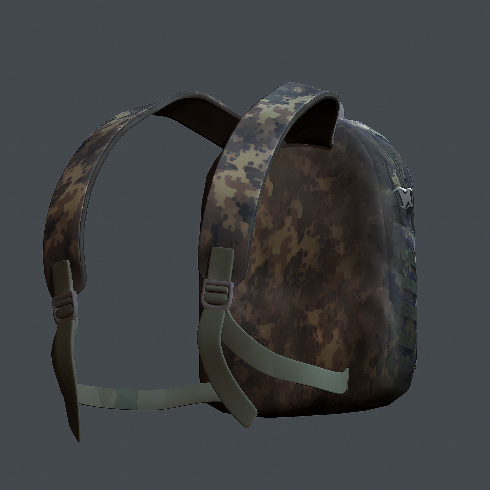 Backpack military combat Black baggage Low-poly Low-poly 3D model_5