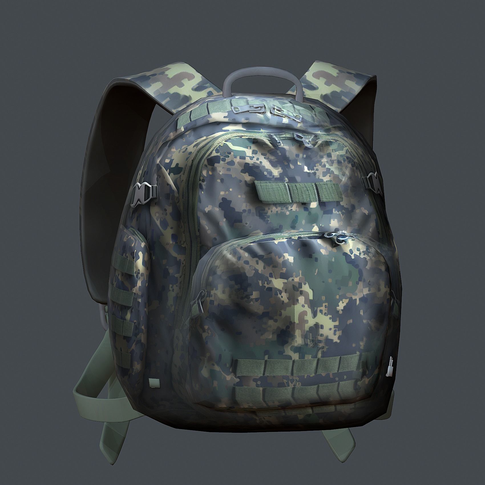 Backpack military combat Black baggage Low-poly Low-poly 3D model_2