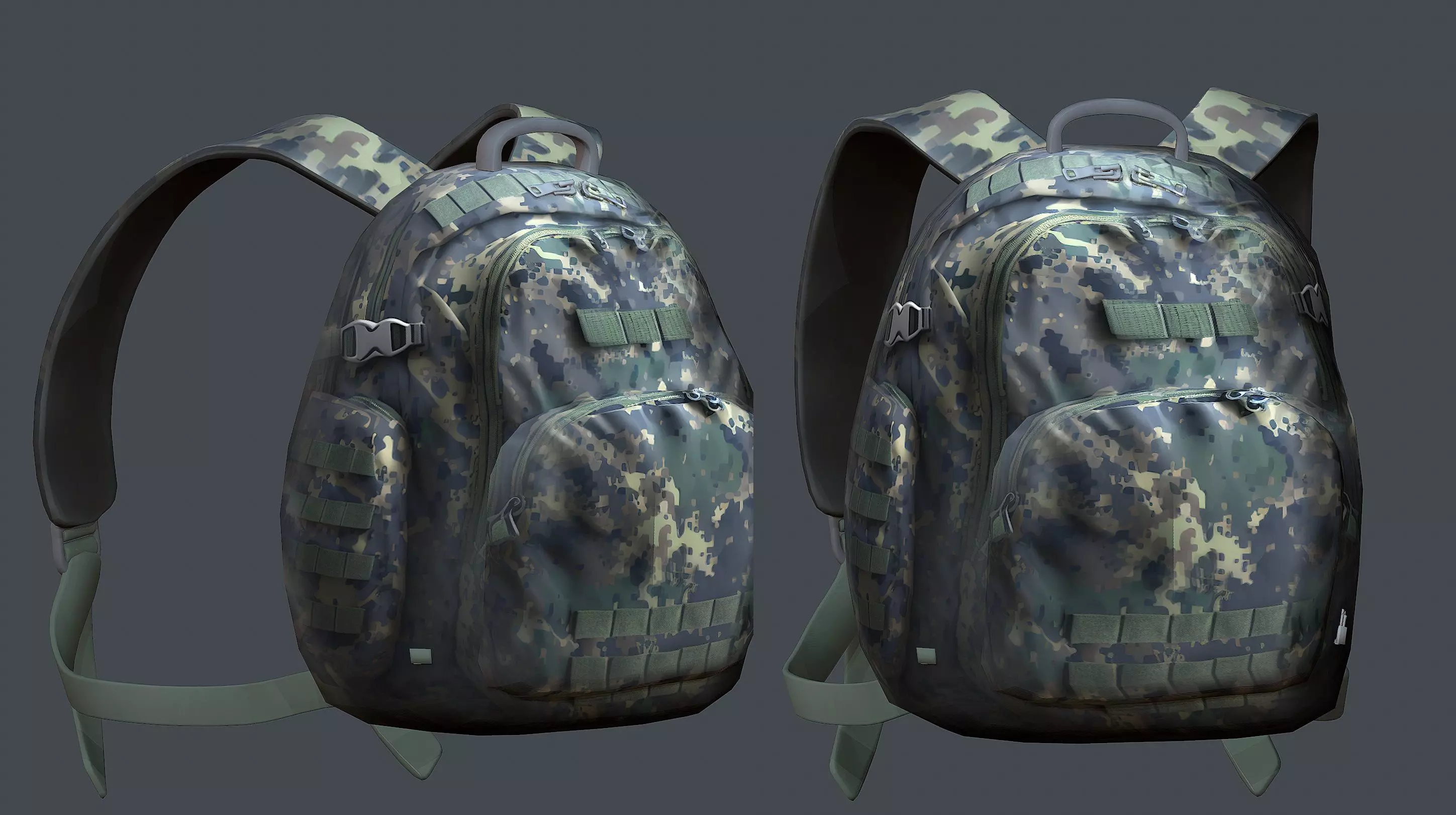 Backpack military combat Black baggage Low-poly Low-poly 3D model_0