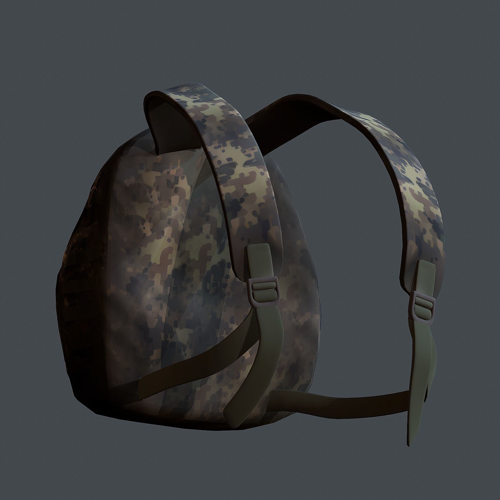 Backpack military combat Black baggage Low-poly Low-poly 3D model_6