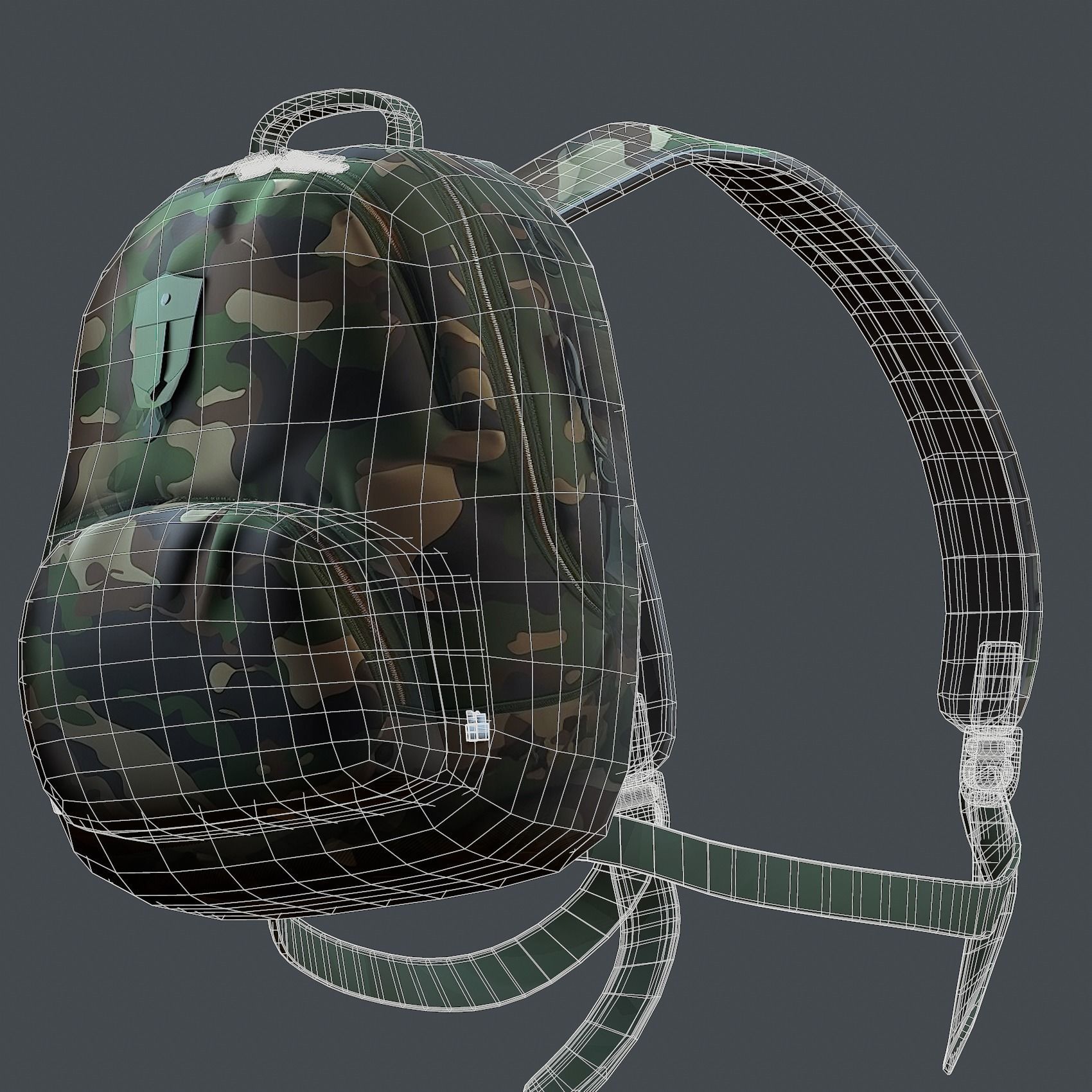 Backpack military combat Black baggage Low-poly Low-poly 3D model_8