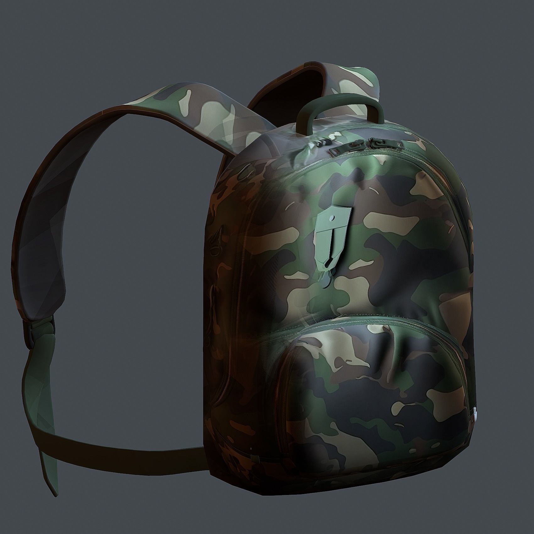 Backpack military combat Black baggage Low-poly Low-poly 3D model_6