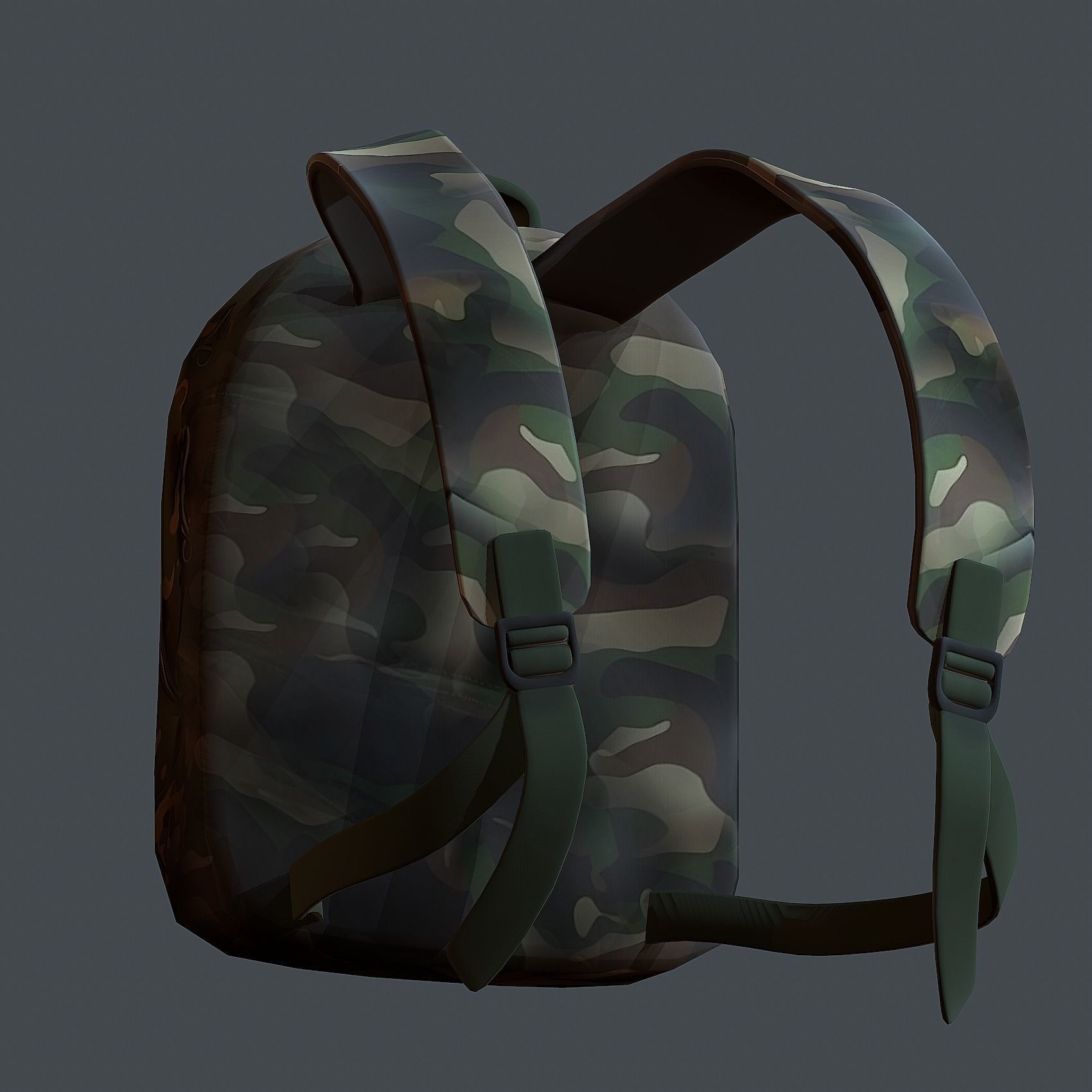 Backpack military combat Black baggage Low-poly Low-poly 3D model_4