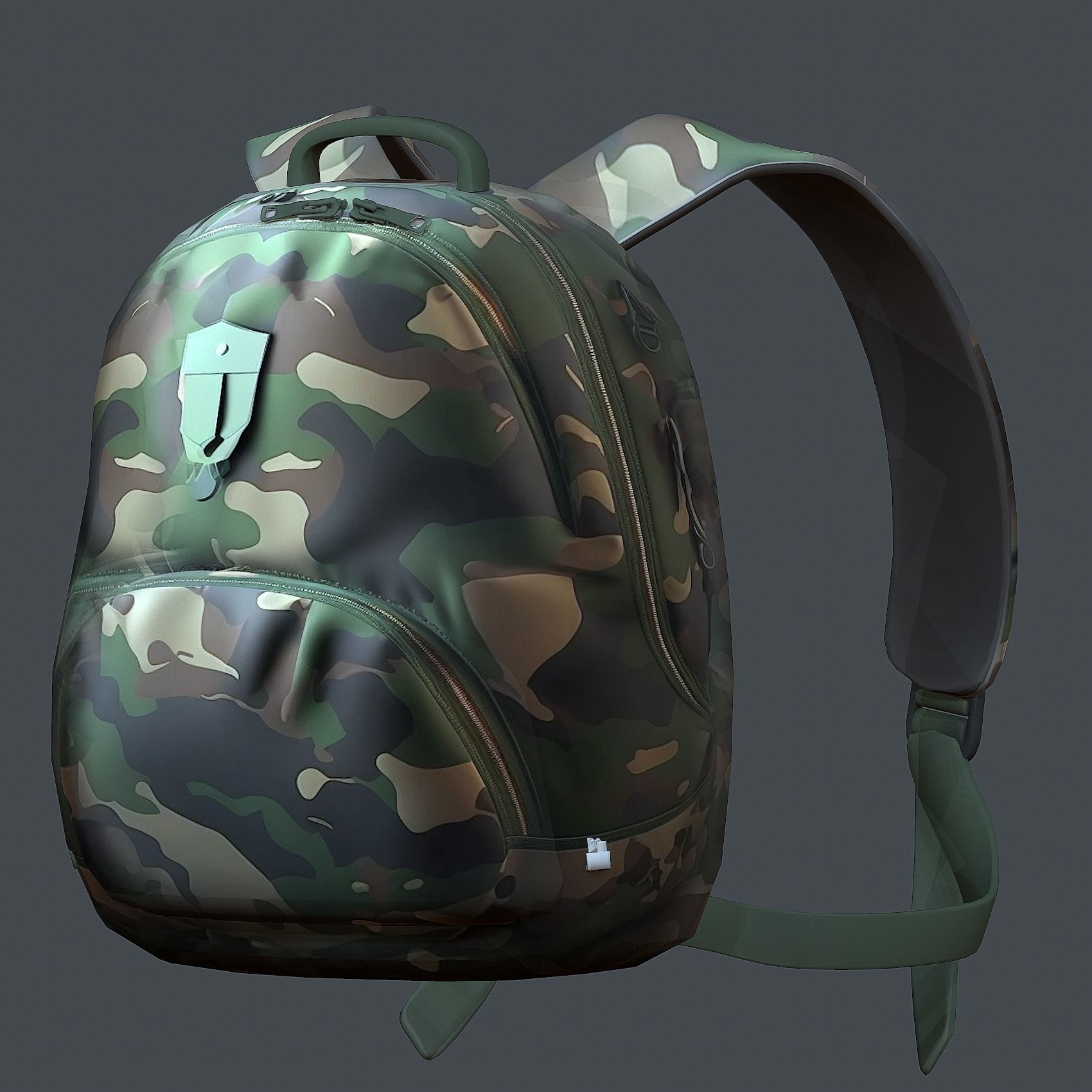 Backpack military combat Black baggage Low-poly Low-poly 3D model_1